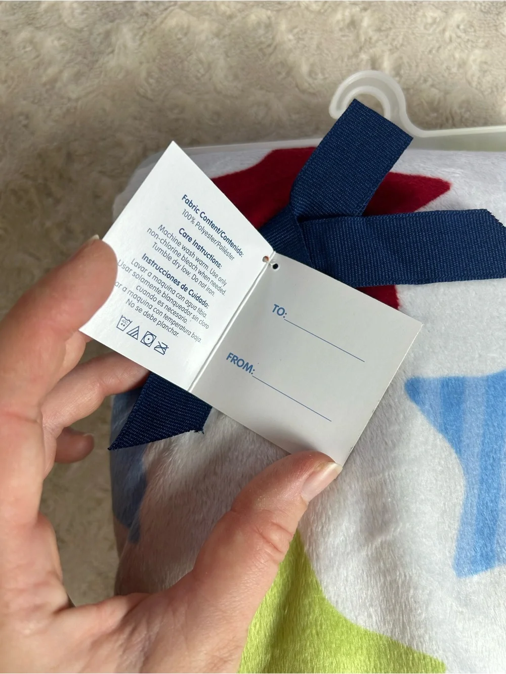 Garanimals Blue Stars Baby Blanket White Red Green Sherpa Stripes Lovey NEW